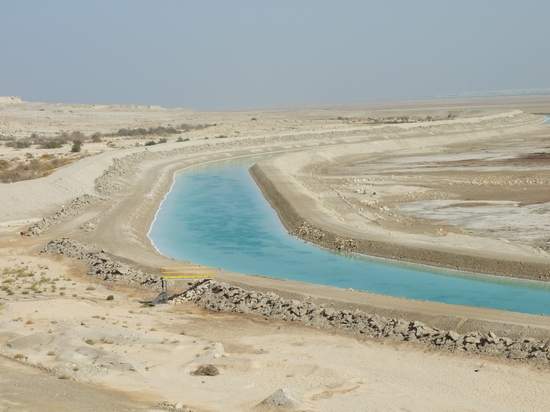 A Canal that Feeds Southern Basin, from Northern Basin of Dead Sea