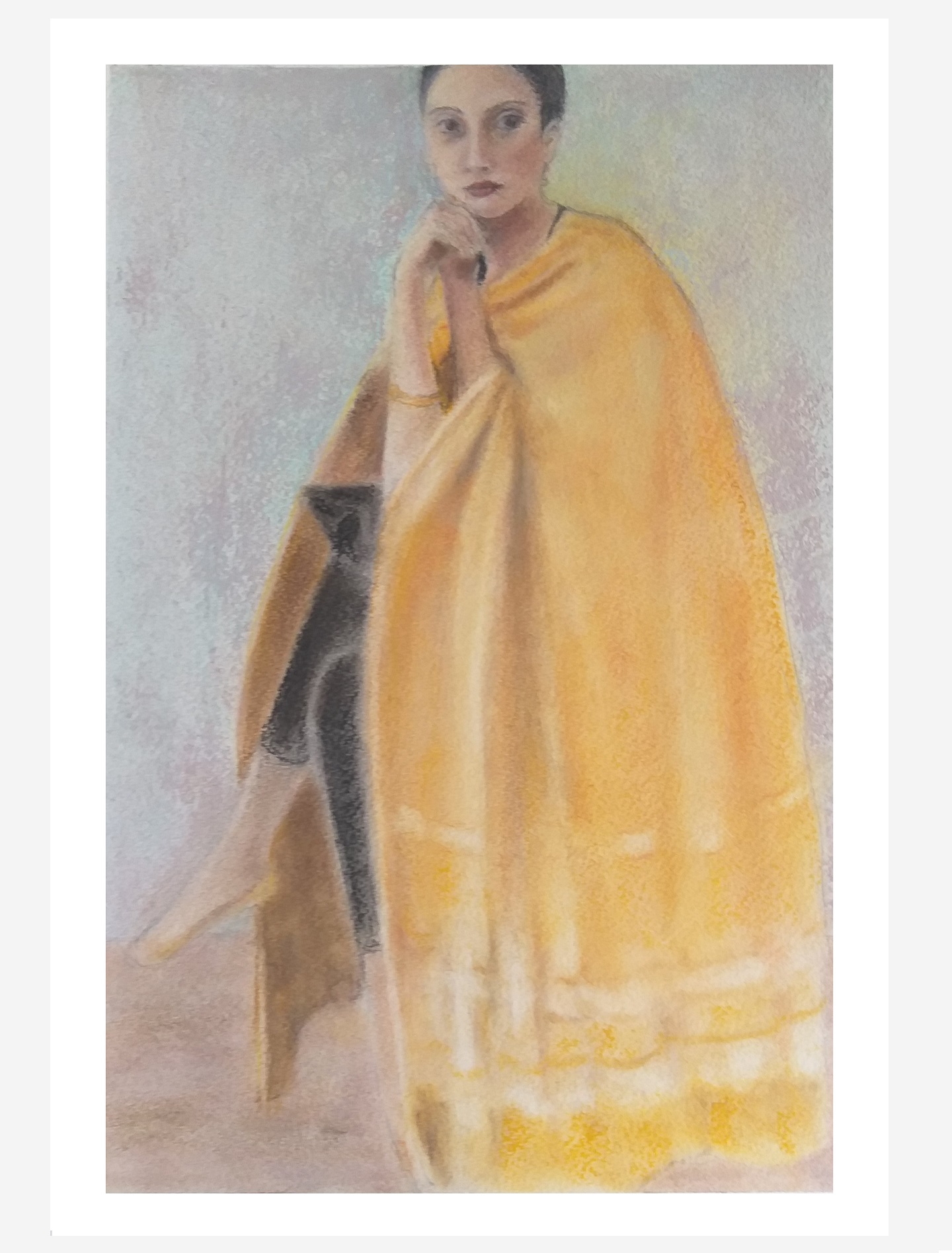 Woman in Gold Robe Distant